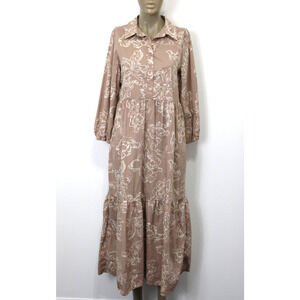Tahari Dress Size M Tiered Boho Floral Cotton